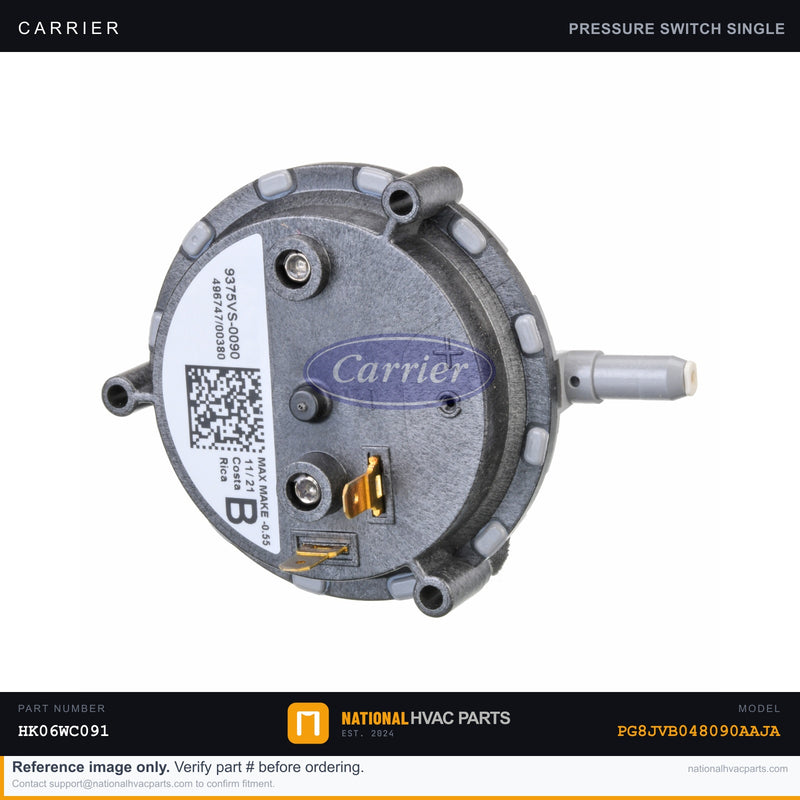 OEM Carrier Pressure Switch for PG8JVB048090AAJA Gas Furnace Unit