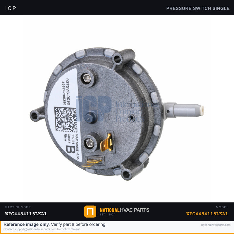 ICP Pressure Switch with Tubing for WPG4484115LKA1 — OEM 1178417 | Ships Today