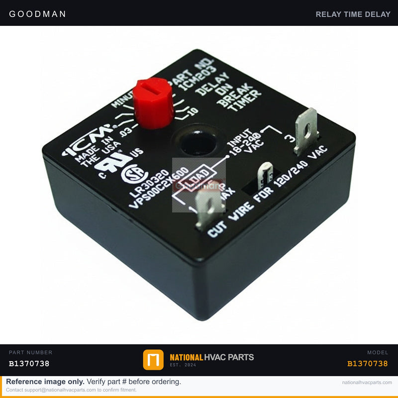 OEM Goodman EEP Time Delay Relay for ARUF036 Air Handler — B1370738