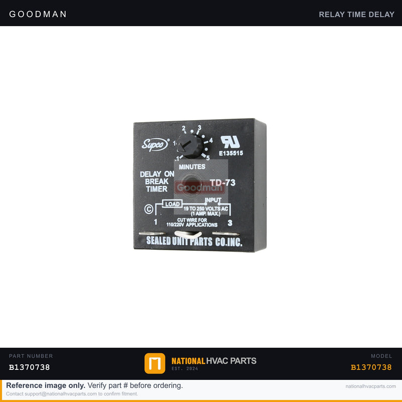 OEM Goodman EEP Time Delay Relay for ARUF024 Air Handler — B1370738