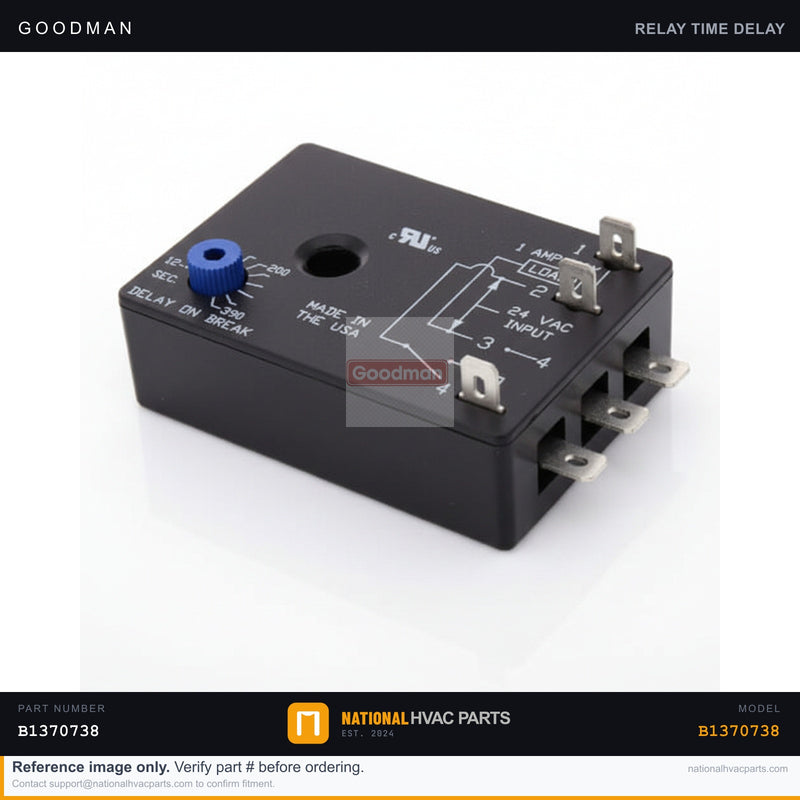 OEM Goodman Time Delay Relay for ARUF030-00A-1 Air Handler — B1370738