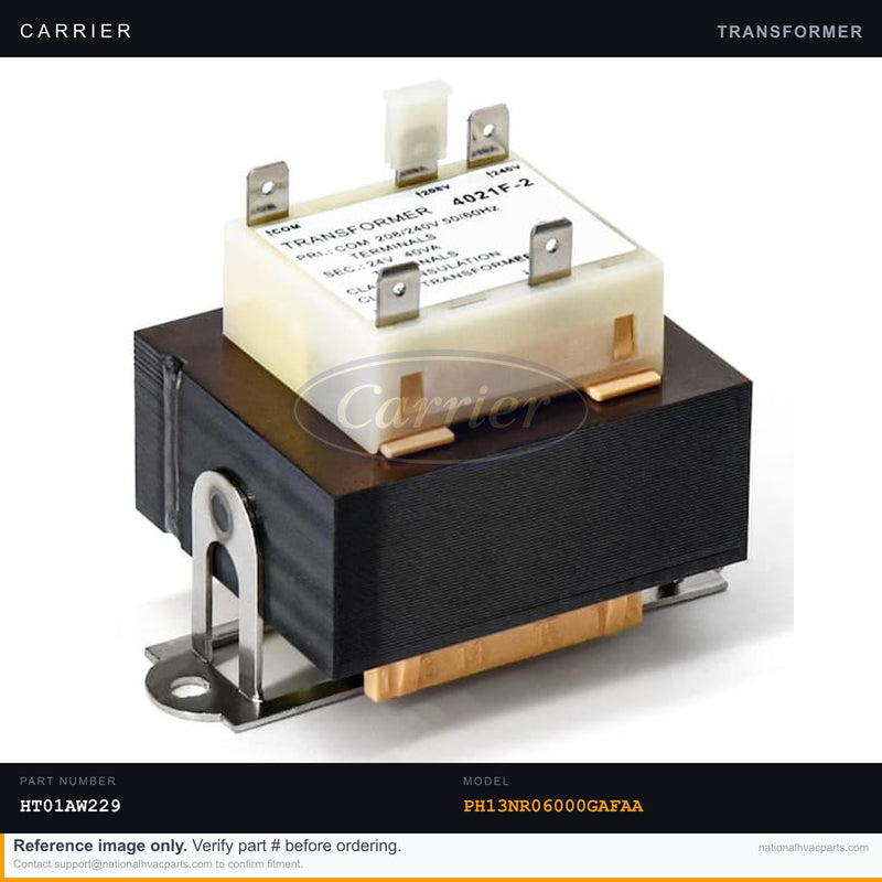 OEM Carrier Control Transformer 60VA 115/208/230V-24V — PH13NR06000GAF