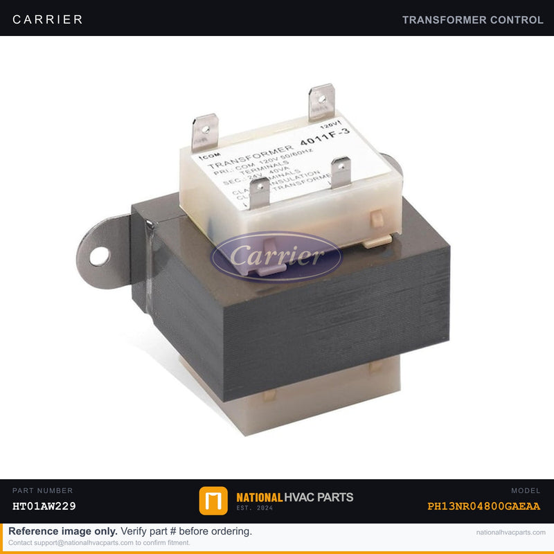 OEM Carrier Transformer 40VA 120V→24V for PH13NR04800GAEAA