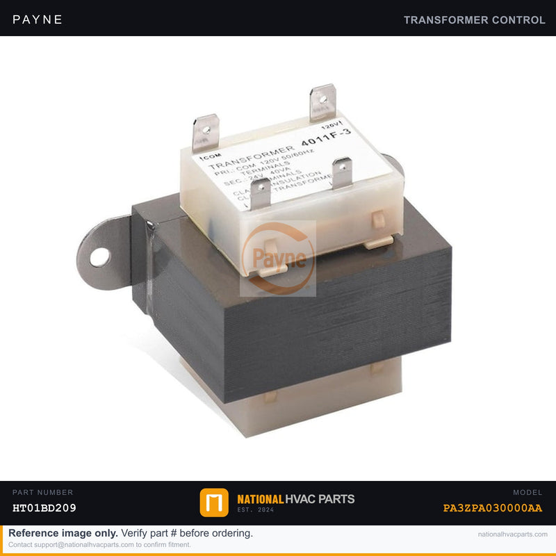 OEM Payne Transformer 40VA 120V/24V for PA3ZPA030000AA