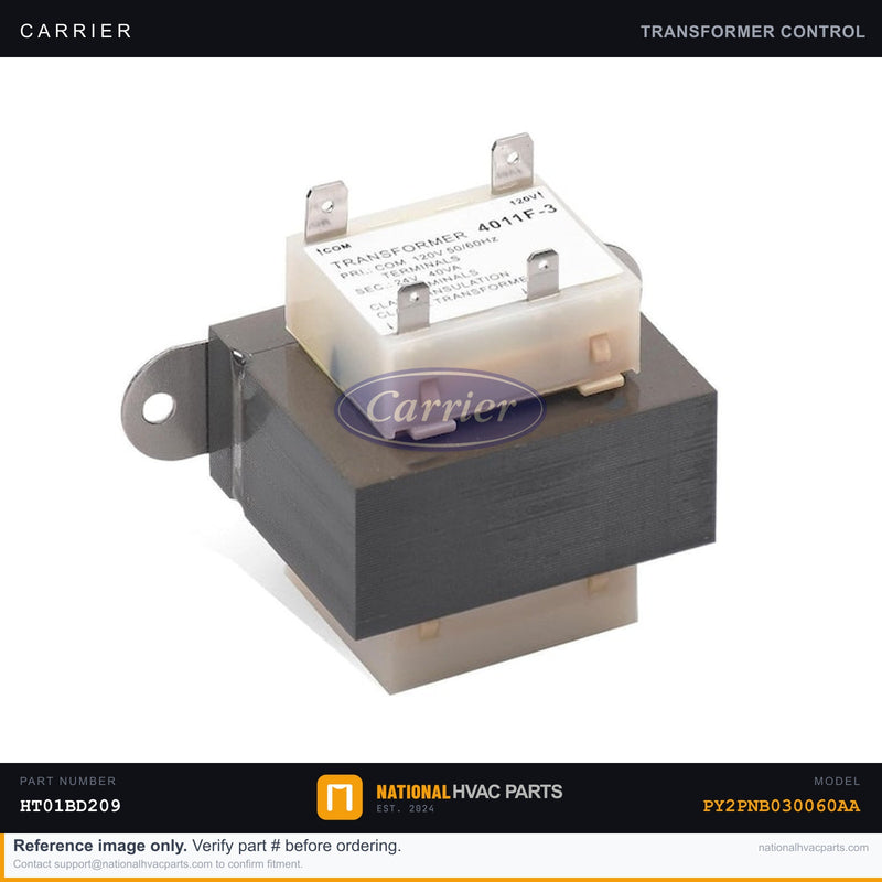 OEM Carrier 24V Control 40VA Transformer HT01BD209 for PY2PNB030060AA